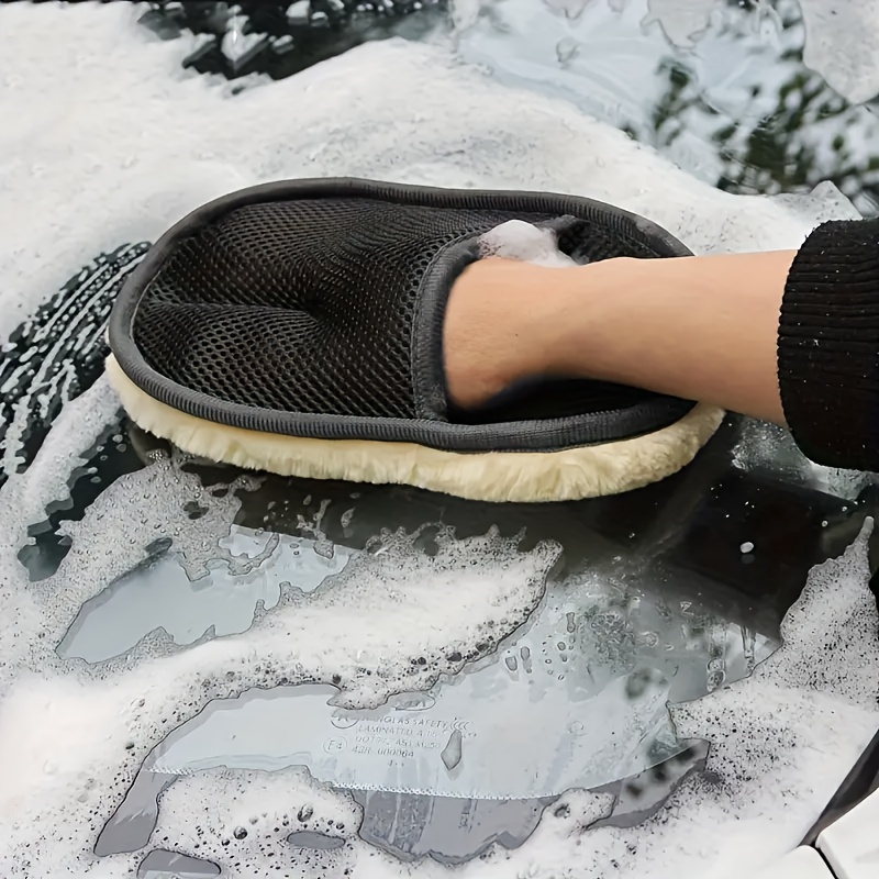 Car Detailing Wash Mitt Microfiber Wool - 4 guantes de microfibra para lavar