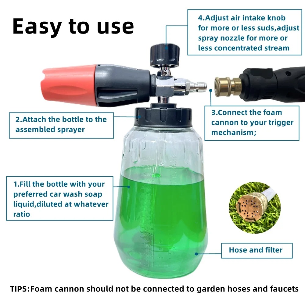 Foam Cannon Pressure Washer Wide Mouth - 1 unidad de cañón de espuma