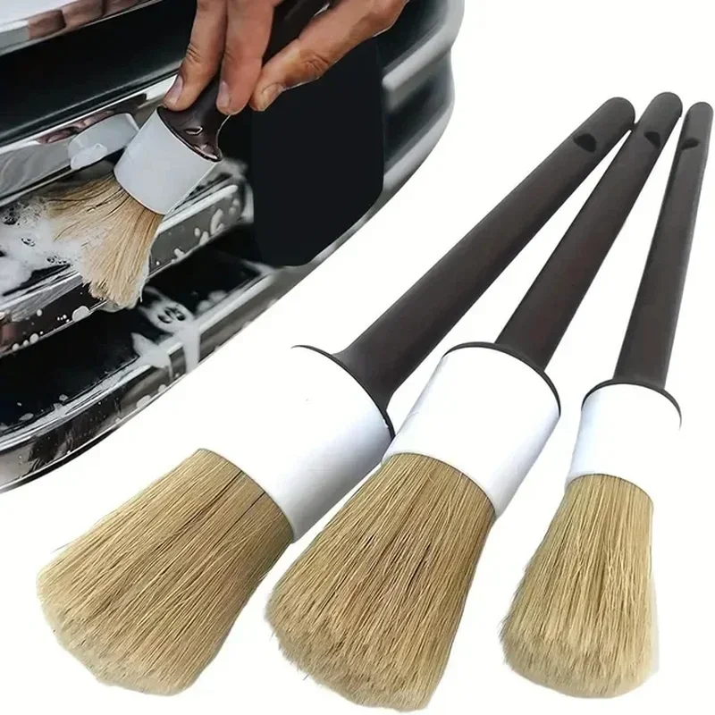 Car Detailing Brush Set Boar Hair Interior - Juego de 3 Cepillos para Detallado