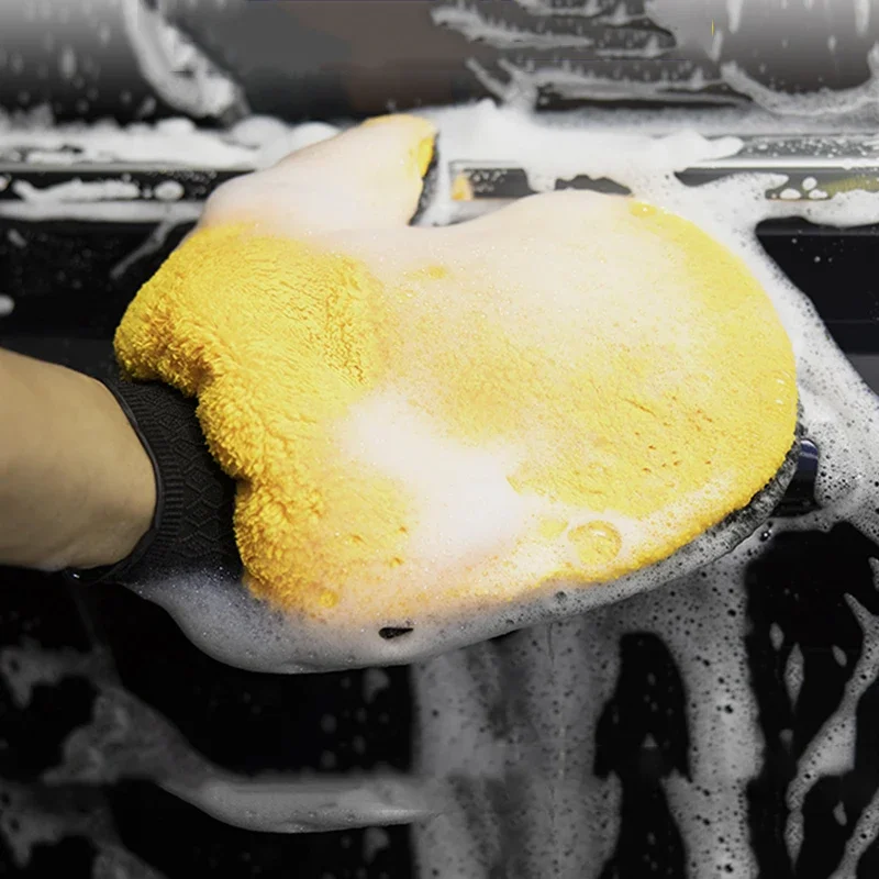 Car Detailing Wash Mitt Microfiber Wool - Guantes de microfibra para el lavado