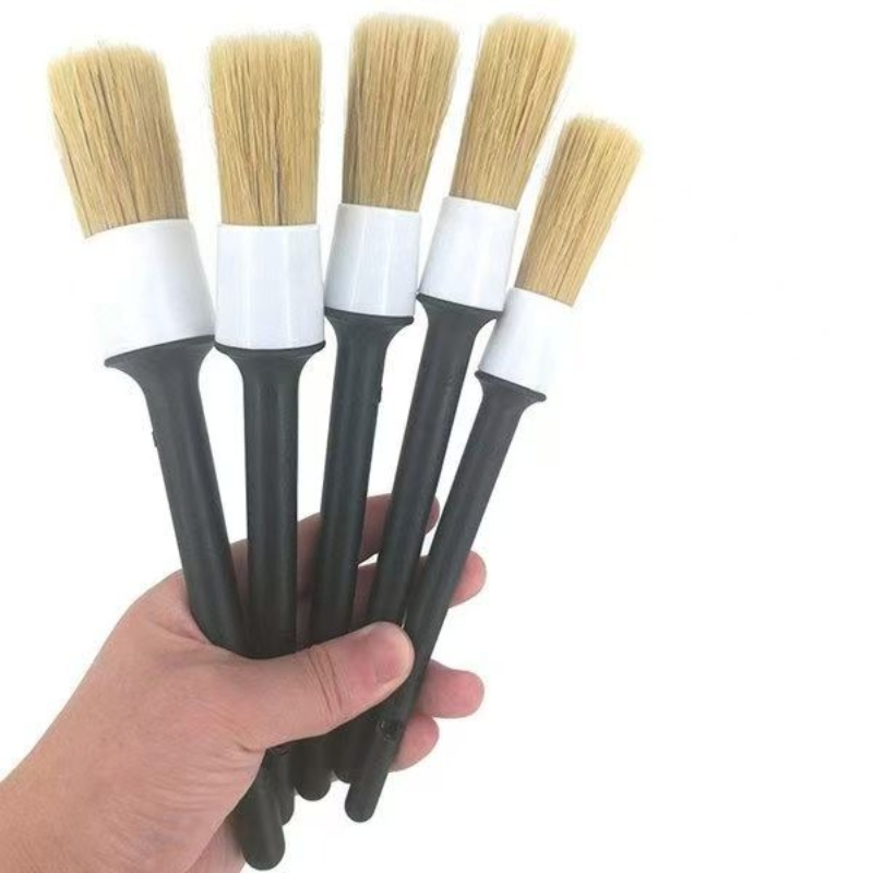 Car Detailing Brush Set Boar Hair Interior - Juego de 3 cepillos para el