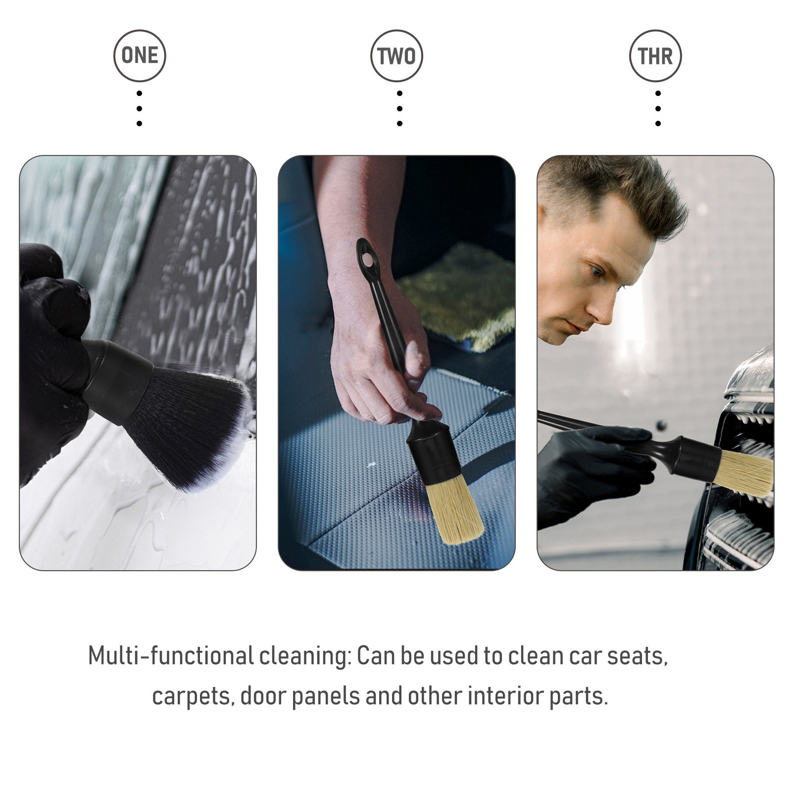 1 juego de cepillos para el cu - Car Detailing Brush Set Boar Hair Interior reseña y precio