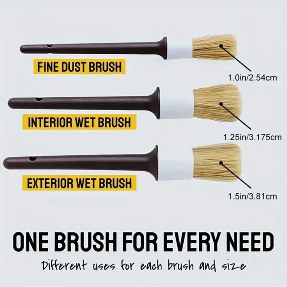 Juego de 3 Cepillos de Pelo de - Car Detailing Brush Set Boar Hair Interior reseña y precio