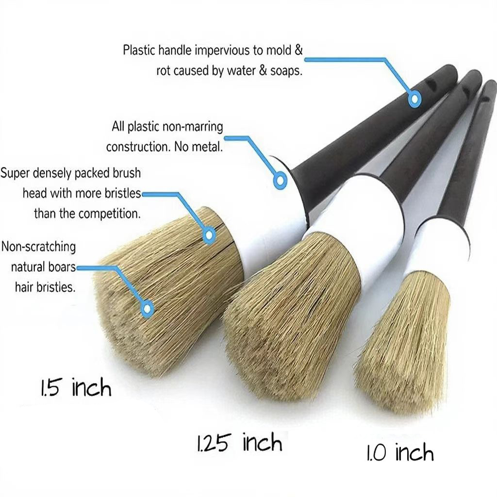 Juego de 3 Cepillos para Detal - Car Detailing Brush Set Boar Hair Interior reseña y precio