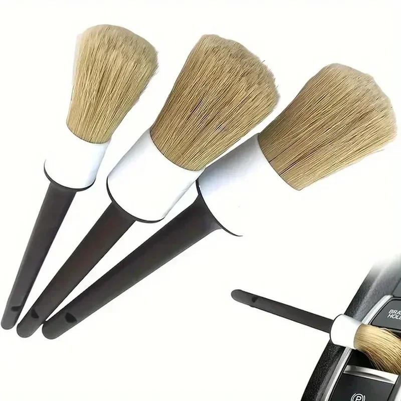Juego de 3 cepillos para el cu - Car Detailing Brush Set Boar Hair Interior reseña y precio