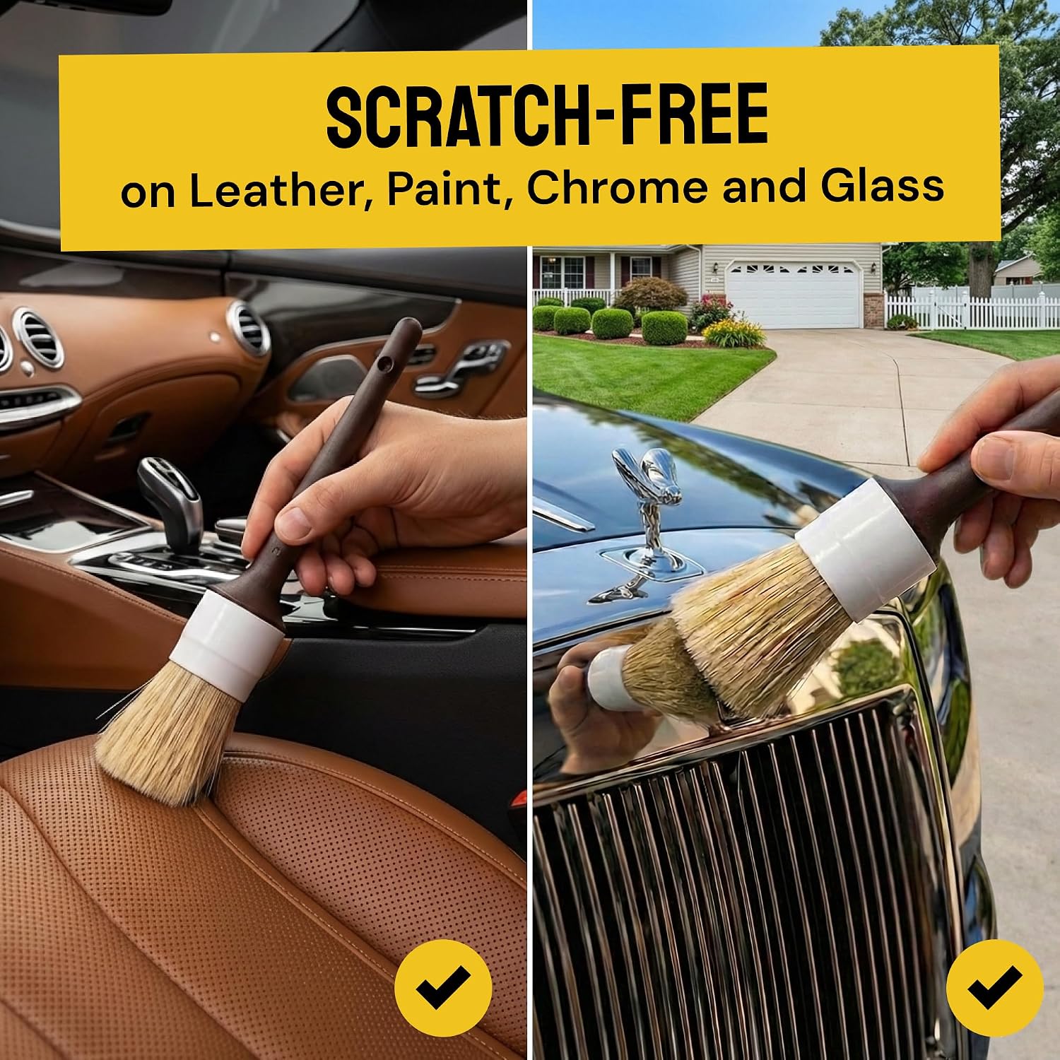 Juego de 3 cepillos para el cu - Car Detailing Brush Set Boar Hair Interior reseña y precio